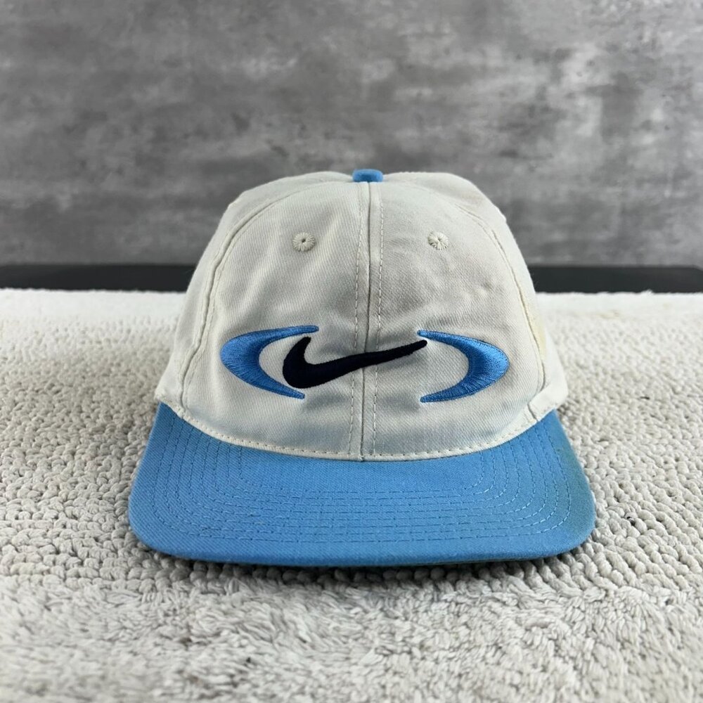 90s‎ Vintage Nike Snapback Hat OSFA Embroidered Wool Two Tone Cap Center Swoosh